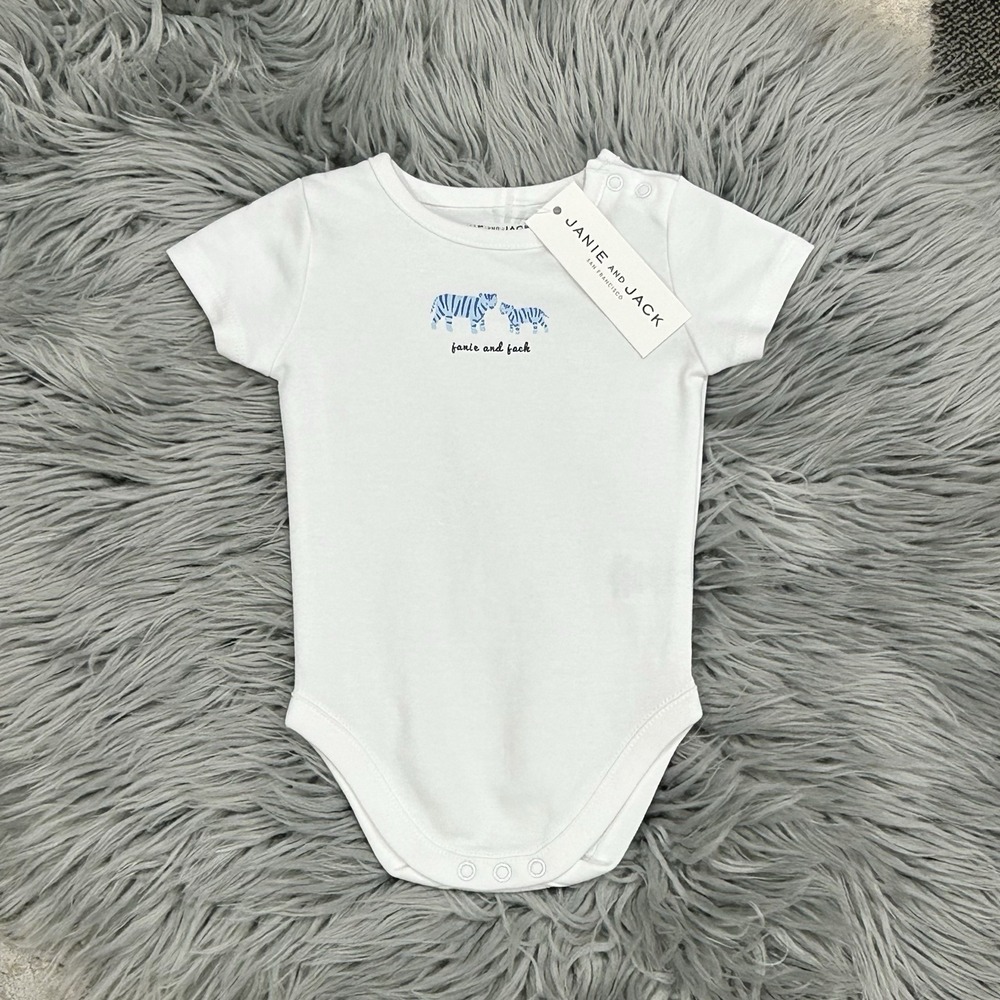 Janie And Jack Baby Boy Tiger Print Logo Bodysuit Size 0-3 Months NWT MSRP $24